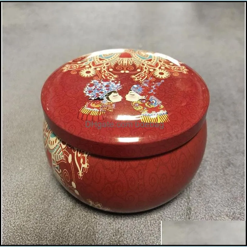 flower eyelash iron cases empty tinplate candle jars box round drum surface wax packaging candy gifts containers retro pattern 1 55ss