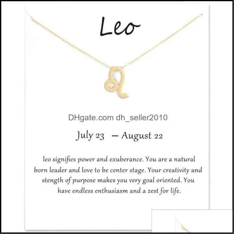 fashion jewelry 12 constellation leo pendant necklaces for women zodiac chains necklace gold silver color birthday gift