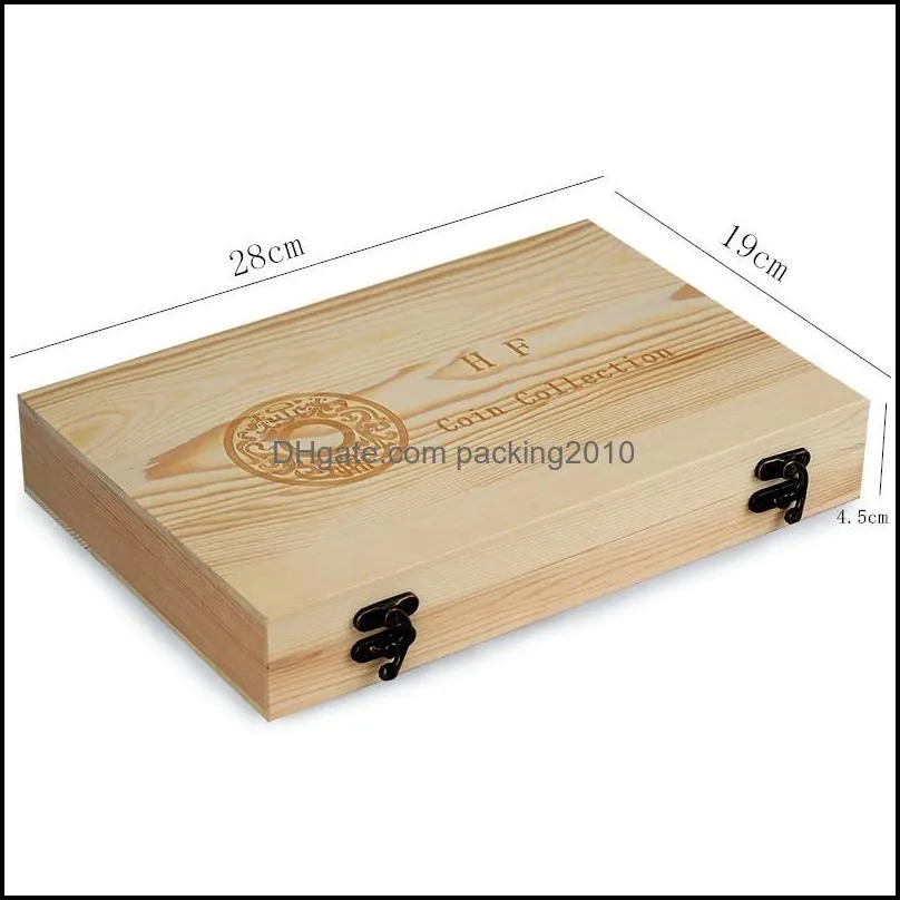 coins collection storage boxes wooden protection organizer protable engrave cases home vintage button shipping sealed 39hf l2