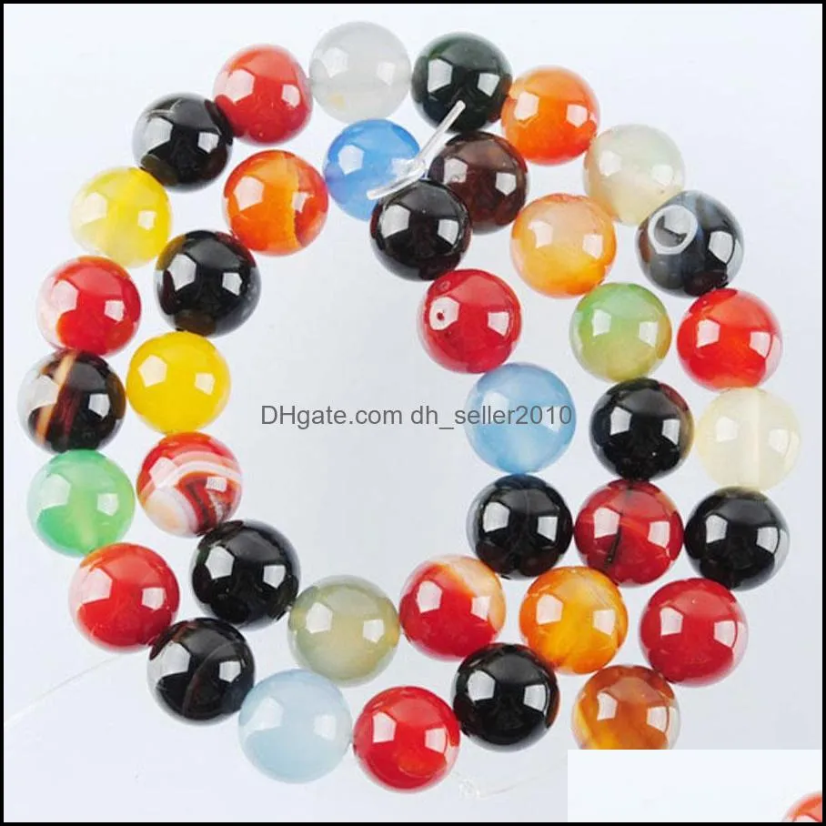 natural stone multicolor agate round ball spacer loose beads 4 6 8 10 12mm for jewelry making fit diy bracelet by918