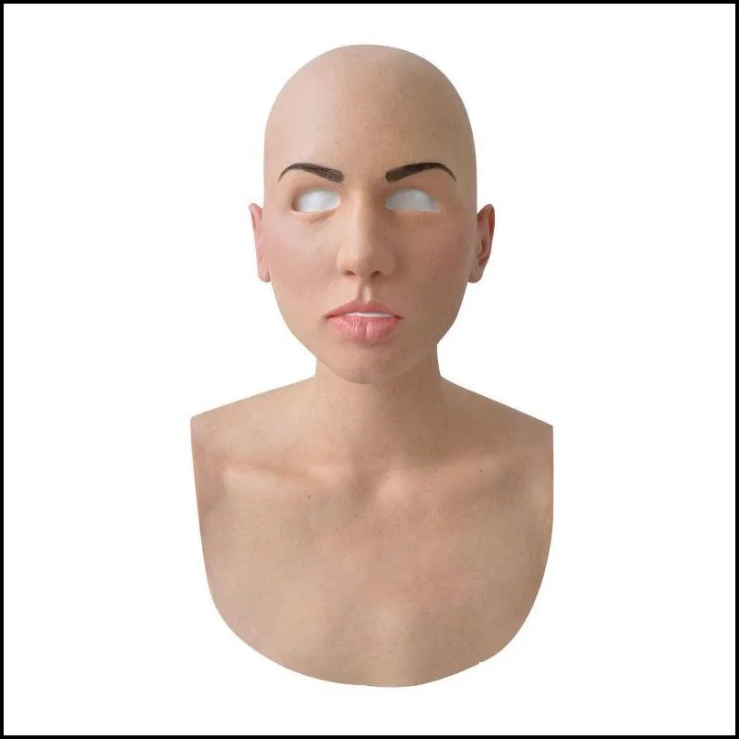 party masks full latex mask for halloween with neck head creepy wrinkle face cosplay props women1