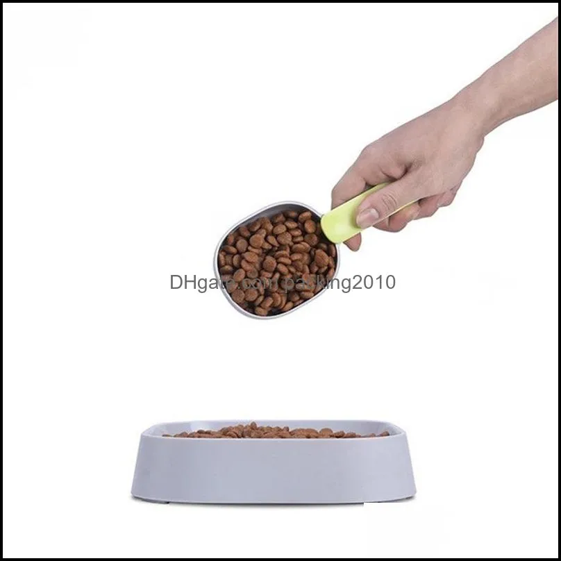 dog cat food spoon bowls feeders pets grain spoons pet supplies shovel colorful handle band clamp convenient 2 8ca q2