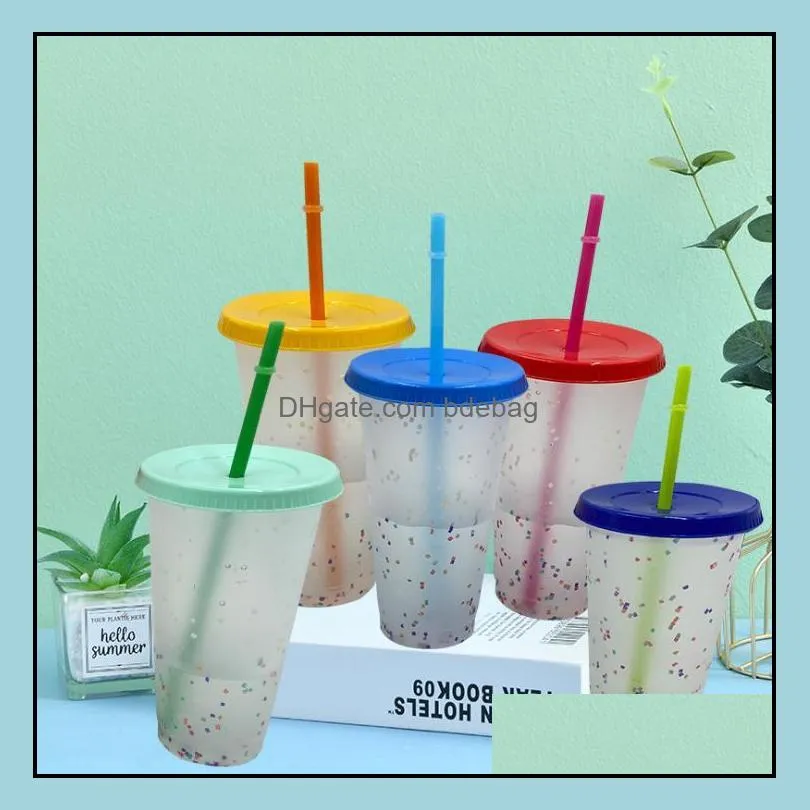  est24oz color changing cup plastic drinking tumblers with straw summer reusable cold drinks cup magic coffee beer mugs 83 s2