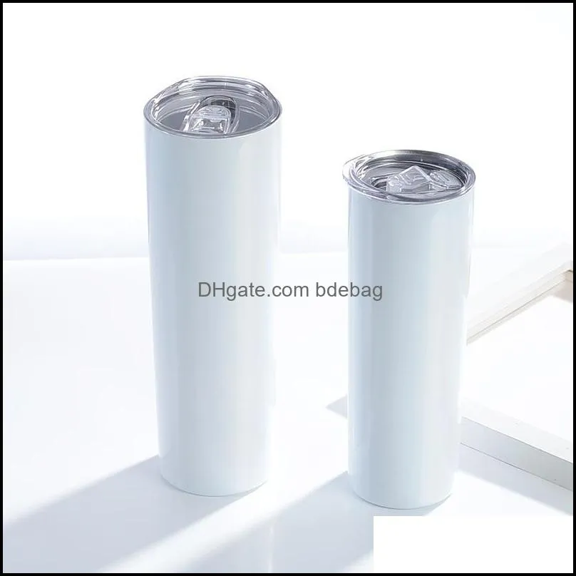 20oz stainless steel sublimation tumblers cup sublimations blanks lnsulated straight water bottle with lid drinking mug