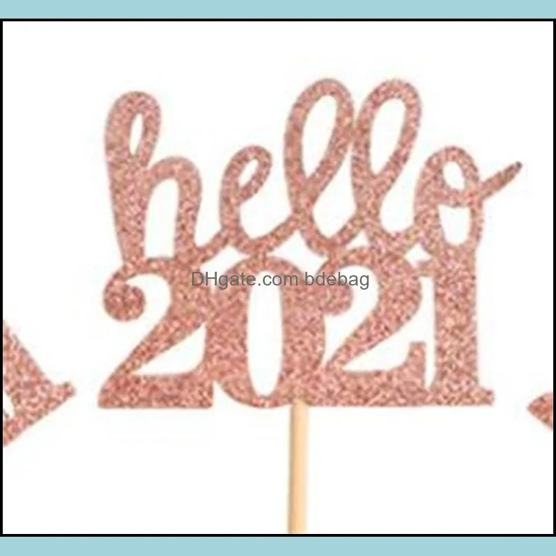  year cake decorating supplie hello 2021 handmade originality annual meeting theme party decoration cards countersign arrival 0