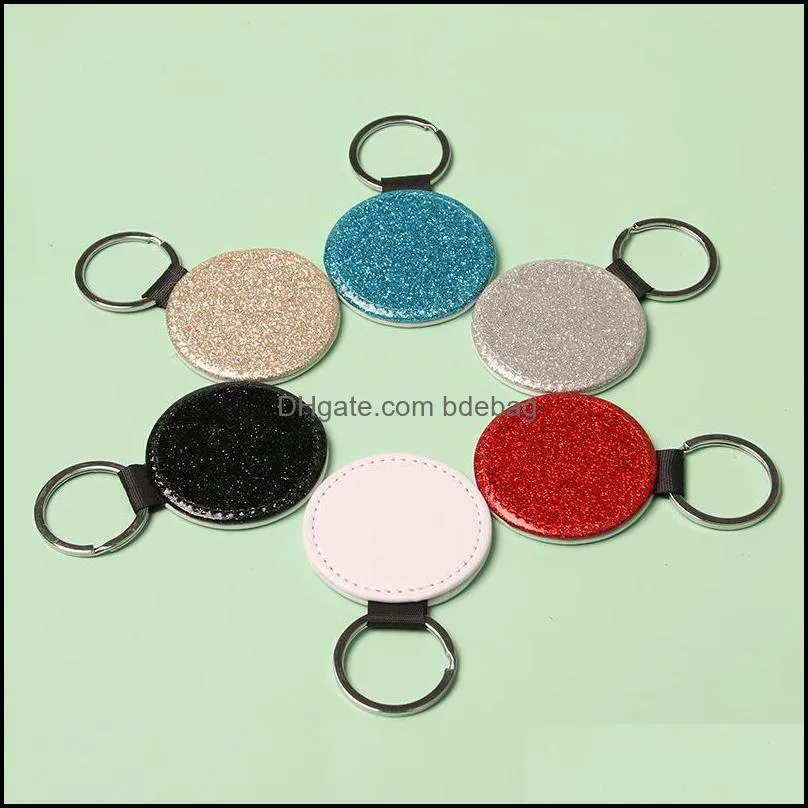 party favor pu leather sublimation sequin keychain 5 shapes diy glittery keyring back is white heart shape lover gift key ring 1393