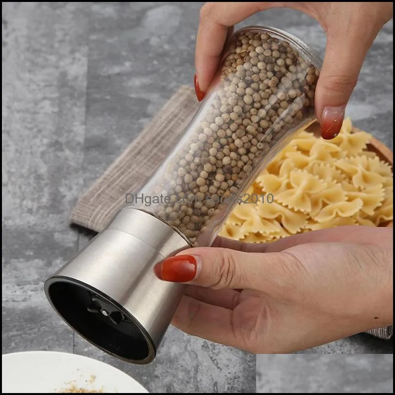 stainless steel salt pepper grinders refillable salt / spice shakers with adjustable coarse mills easy clean ceramic grinders 19 v2