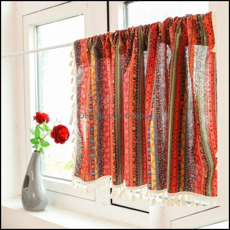 shower curtains delicate tassel half curtain window short blackout for home 5023 q2
