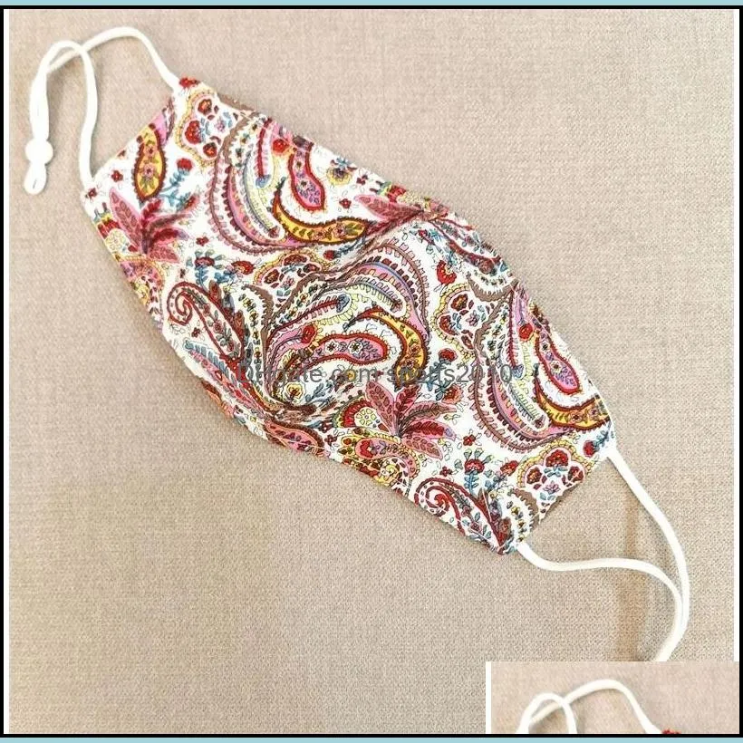 leaves printed cloth face mask can put filter mouth masks summer mascherine national style adjustable adult in stock 3 4xw g2
