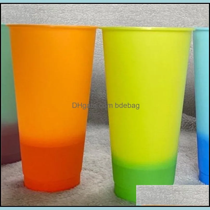 24oz color changing cup plastic drinking tumblers with lid and straw candy colors reusable cold drinks cup magic coffee beer mugs 94