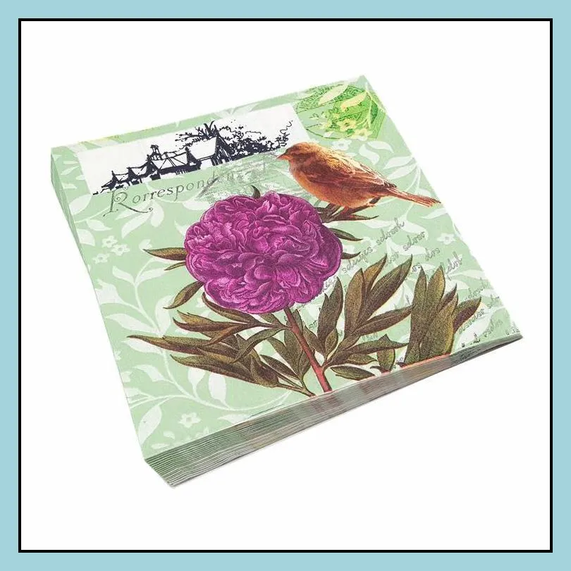 packaging dinner service decoupage napkins retro vintage birds butterfly floral paper for disposable decorative party tissue tableware