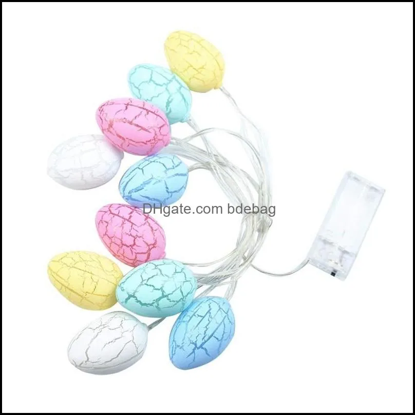 easter rabbit lamps string 10 cracked pattern eggs led lamp kids room decorate coloured light egg diy festival supplies no battery 7cx