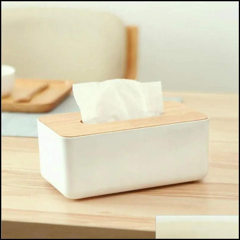 japanese tissue box wooden cover toilet paper solid wood napkin holder case simple stylish home car dispenser 220523gx