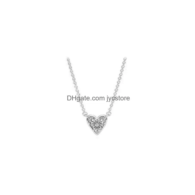 925 sterling silver chains heart interwoven necklace eternal love clavicle chain girlfriend necklace fit pandora beads women fashion