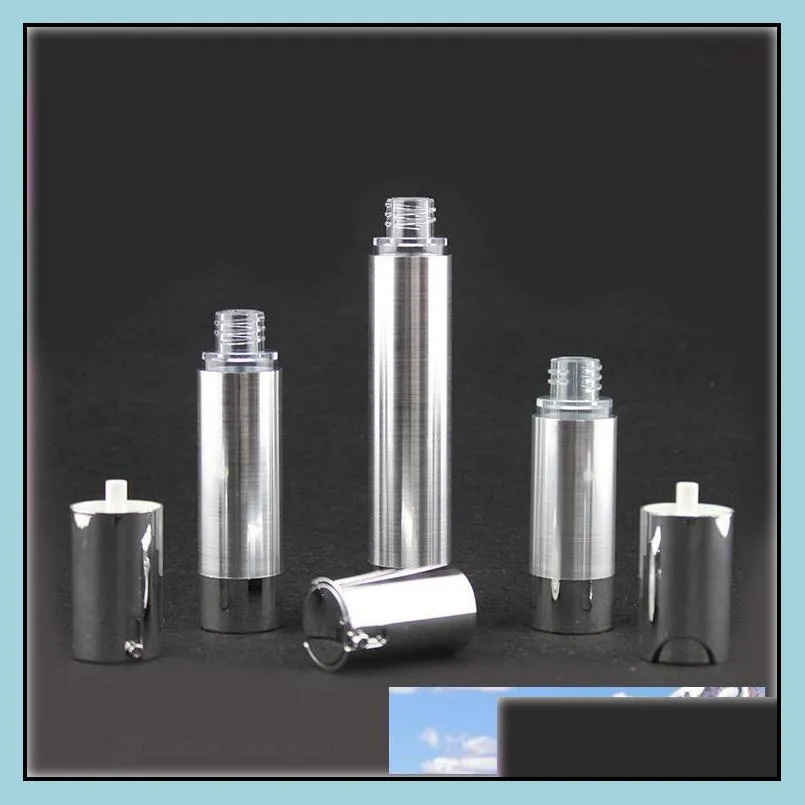 15ml/30ml/50ml silvery/gold empty airless pump bottles mini portable vacuum cosmetic lotion treatment pump travel bottle