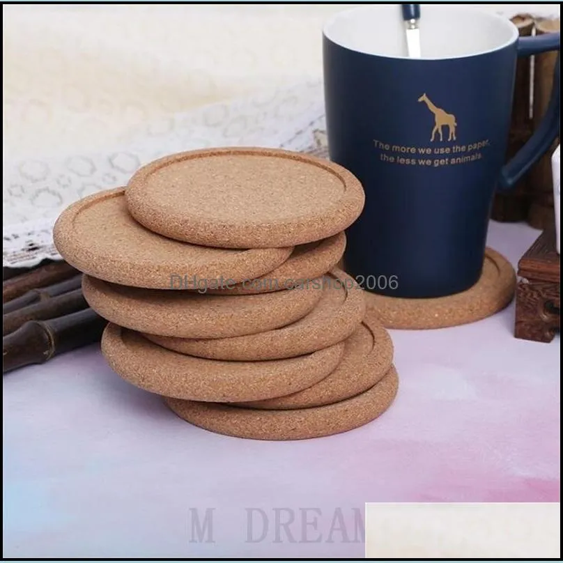 modern groove cup mat wooden cork coaster cushion circular insulation pad cups mats