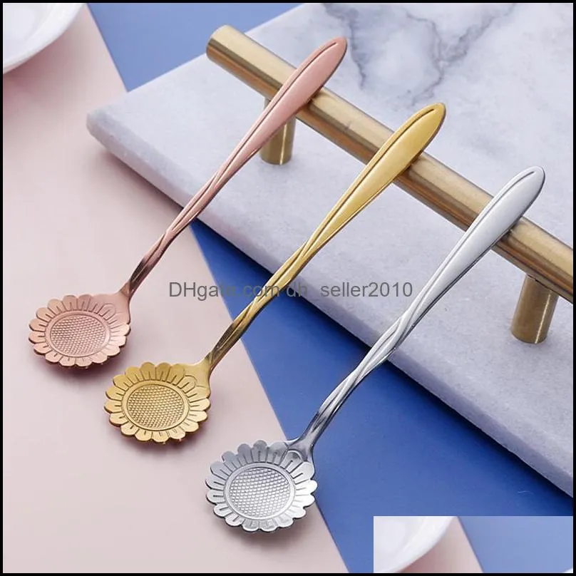 coffee scoops tea coffee mixing spoon gold spoon dessert cherry blossoms stainless steel vintage teaspoons drink kitchen tableware