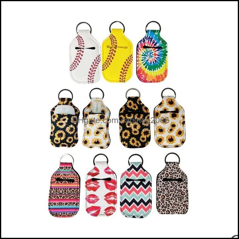 30ml hand sanitizer holder neoprene keychain mini bottle cover rectangle shape chapstick holder hand soap bottle holder