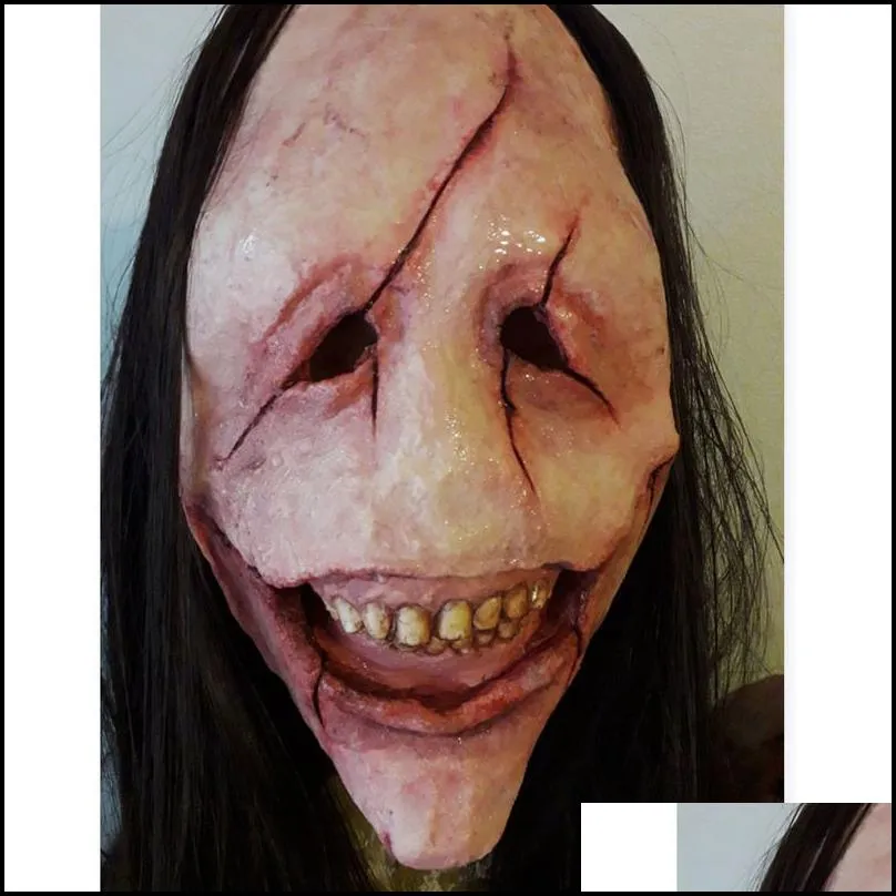 party masks halloween devil horror long hair demon decoration horrible latex props cosplay costumes 220920