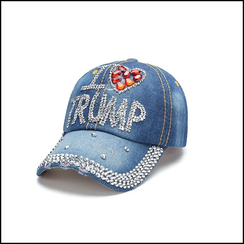 trump 2024 baseball cap party hat election campaign  caps adjustable snapback women denim diamond hats 6 style