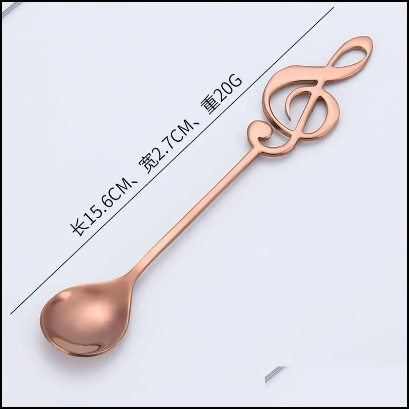 stainless steel musical notes spoon stirring spoons ice cream gift kitchen tool accessories round head tableware coffee milk tea 2 98hs