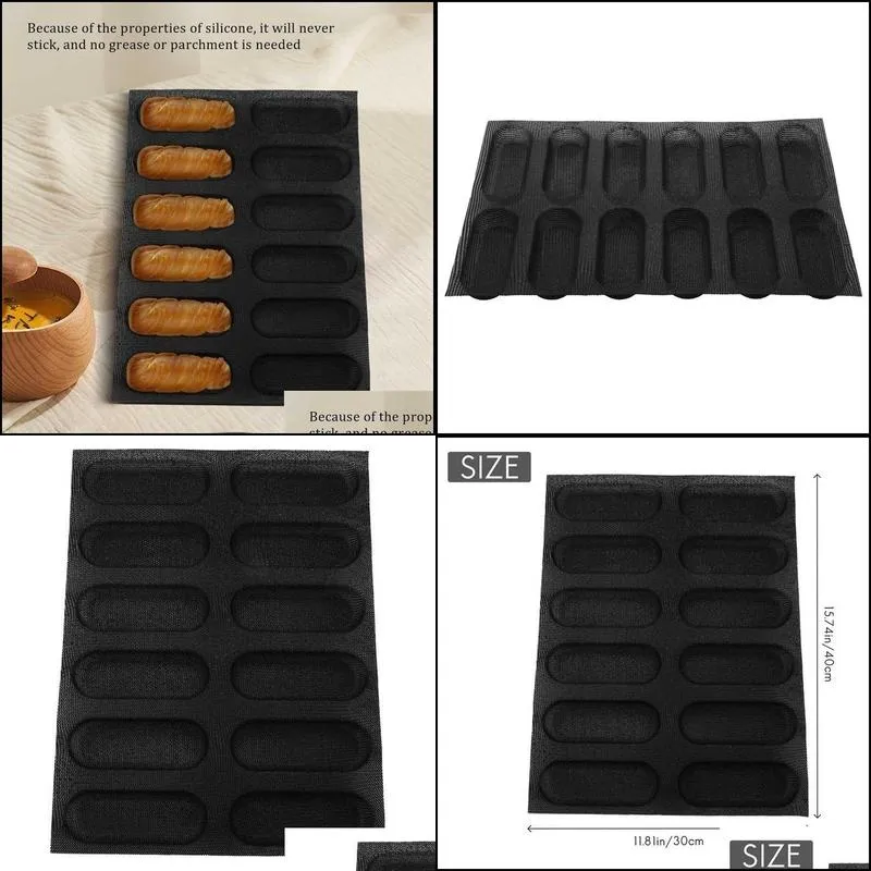 silicone baguette pan non stick perforated french bread pan forms dog molds baking liners mat mould 220601