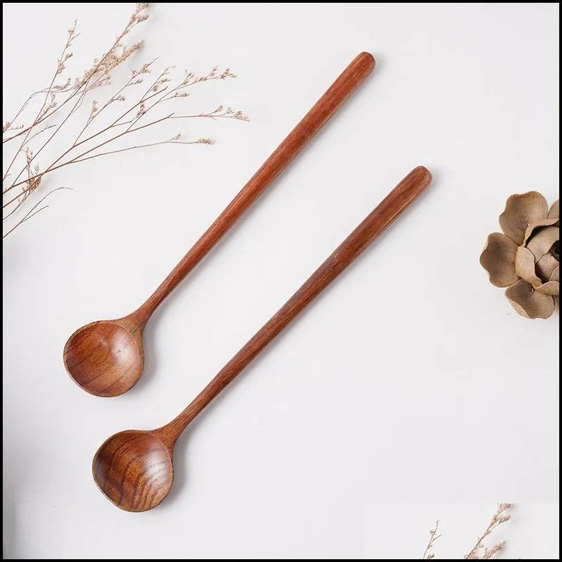 long spoons wooden korean style 27 5x5cm 20x3cm natural wood long handle round spoon for soup cooking mixing stirr kitchen supplies 3 3ym