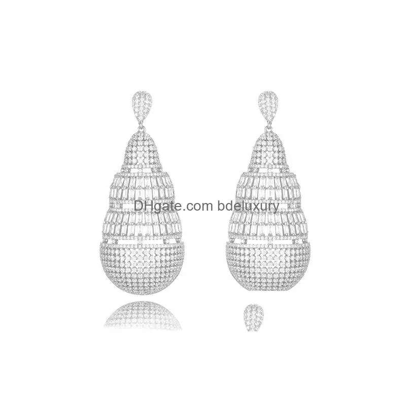 dangle earrings siscathy arabic fashion big cone pendant drop for women luxury cubic zirconia earring wedding party dubai jewelry