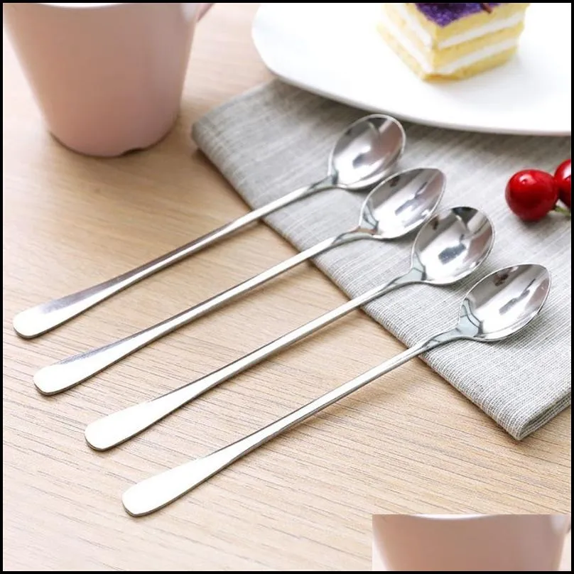 tea coffee soup spoon for eating mixing stirring long handle teaspoon ice cream honey spoon cocktail spoons kitchen cutlery 0 66qy d3