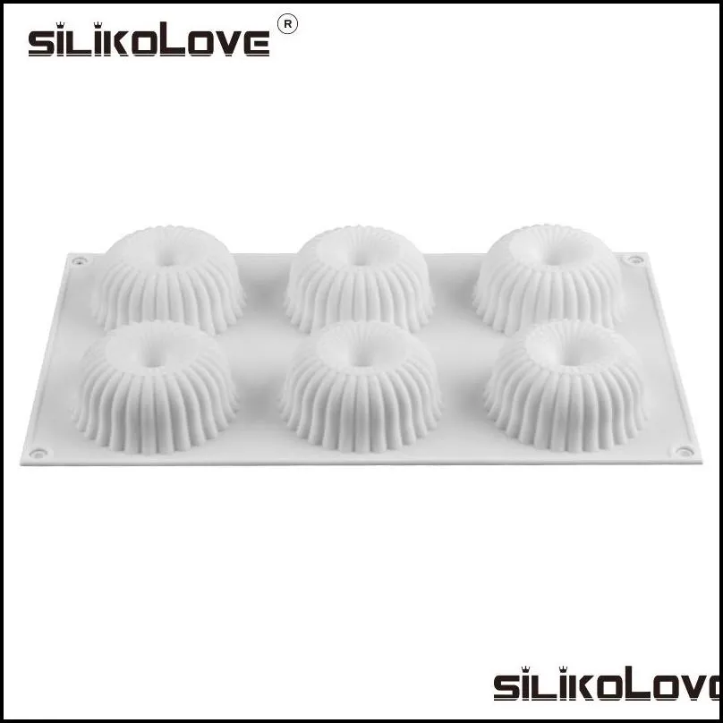 silikolove 6 cavity spiral chiffon mousse mold silicone for diy baking desserts mould 220601