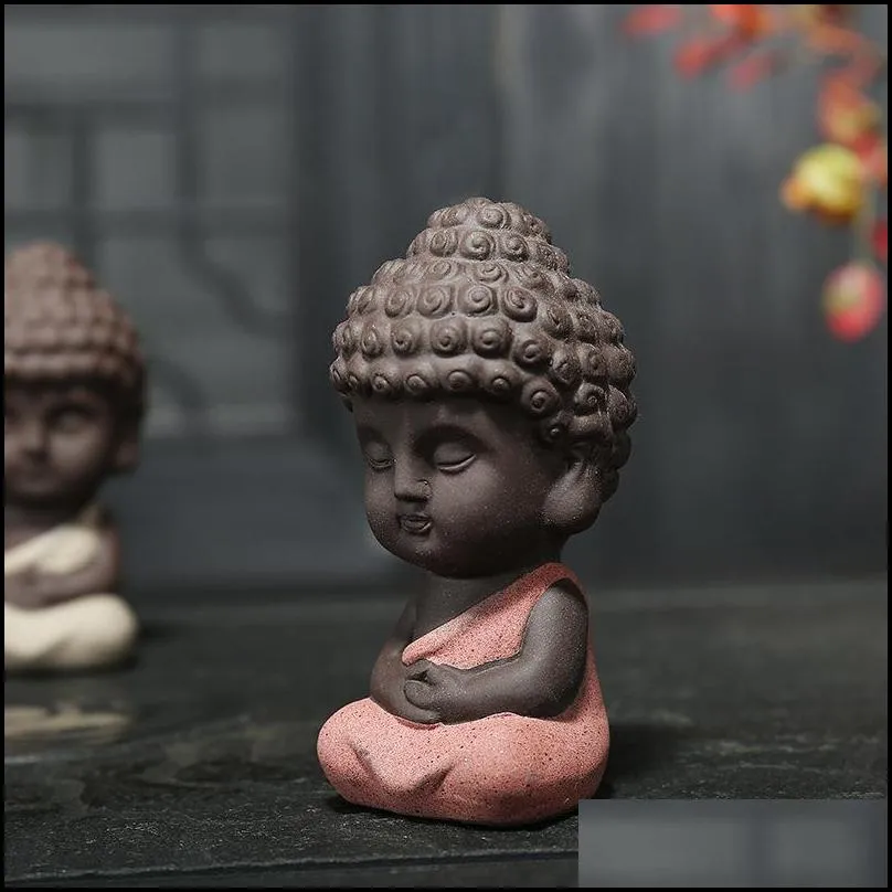 small buddha statue monk figure india yoga mandala tea pet ceramic crafts decorative