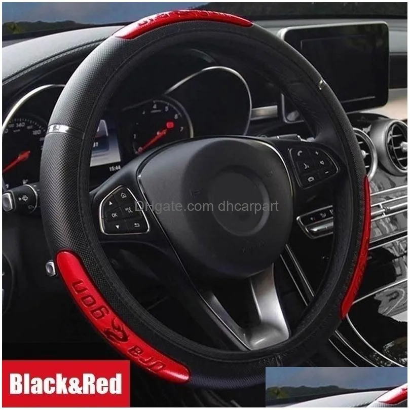 interior decorations 1pcs car steering wheel braid cover needles thread auto covers suite 5 color pu leather accessories