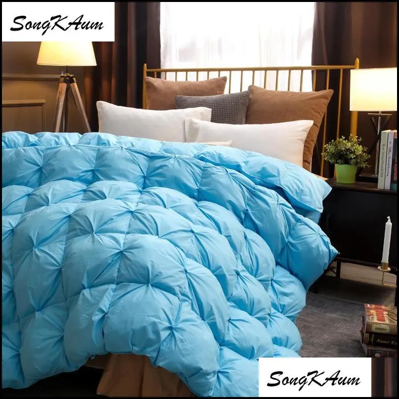 songkaum 100 white goose/duck down quilt high quality fivestar el twist flower duvets comforters 100 cotton cover