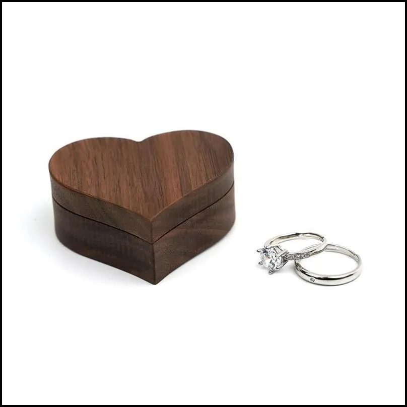 wooden jewelry boxes diy blank carved heart shaped ring box necklace storage creative ring holder wedding supplies