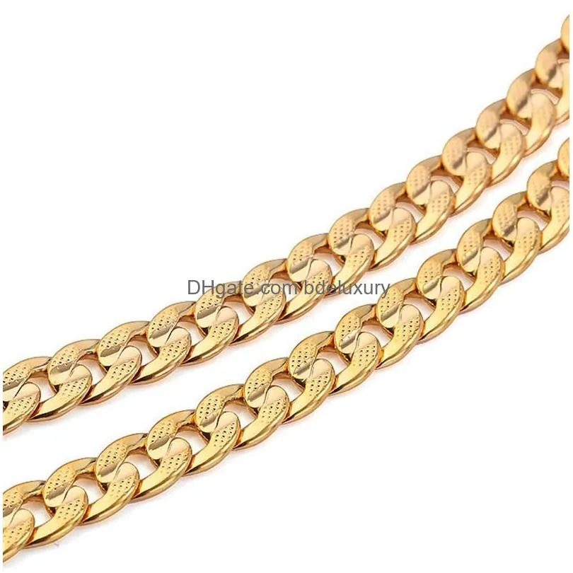 classics men 14k solid gold gf cuban link chain real filled curb necklace fleshless not satisfied with the refund267y