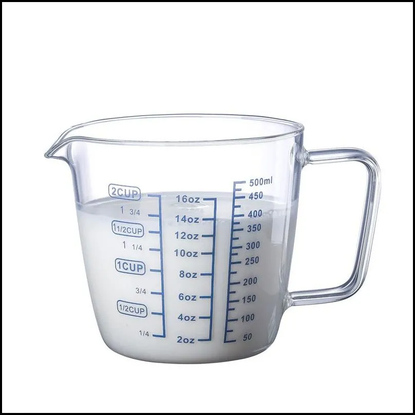 250/500ml measuring tools glass cup with cover and scale milk heat resistant cups measure jug creamer scales cup tea coffee pitcher 11 5yy