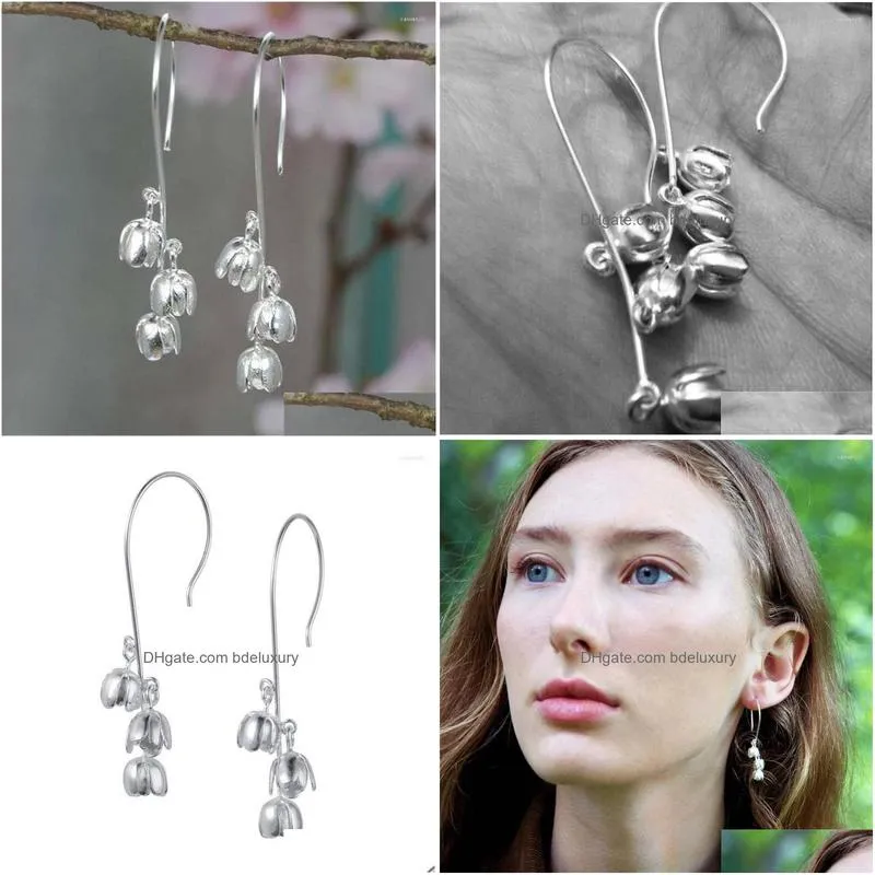 dangle earrings vintage silver color hyacinth flower shape temperament women wedding earring party accessories jewelry
