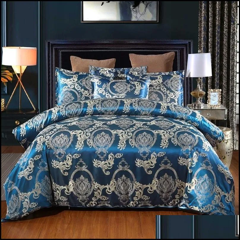 tribute silk europe floral printed bedding set luxury jacquard duvet cover set 220x240 single double queen king size quilt cover