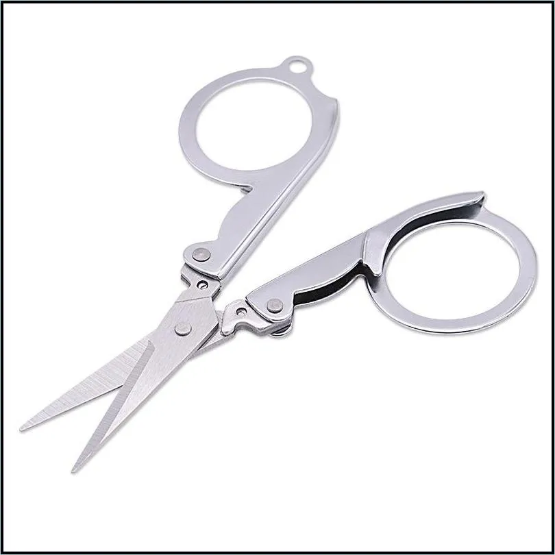 stainless steel folding scissors mini convenience travel silver tailor scissors household hand tools