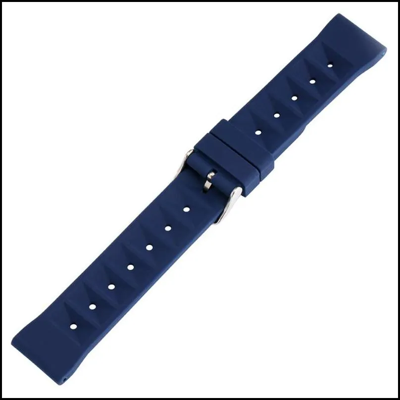 20mm 22mm rubber watch band waterproof diver replacement wristband black blue silicone bracelet strap spring bars pin buckle246s