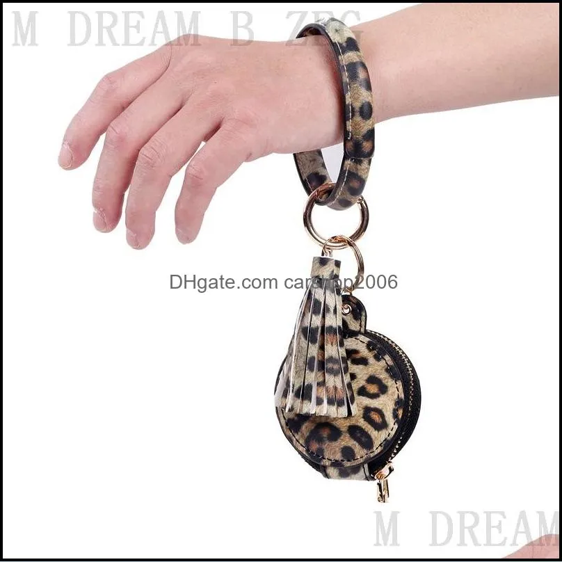 multifunctional fashion pu leather keychain earphone bag with mirror bracelet keychain coin pouch valentines day gifts 9 style