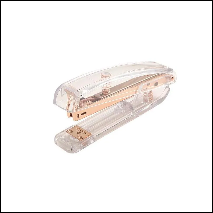 stapler durable fashion color rose gold metal transparent manual for office accessories school supplies 220510