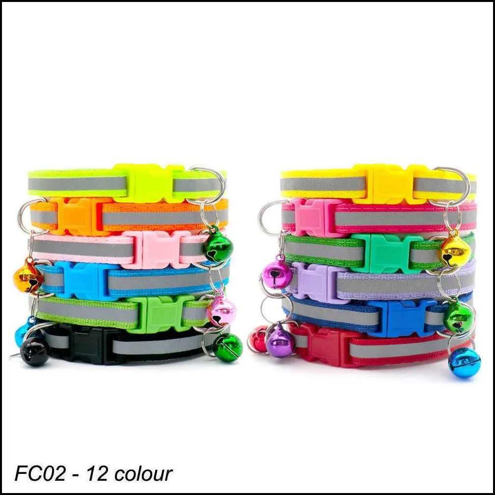 wholesale 100 x dog collar with bell for adjustable pet product accessories buckles id tag cat paw puppy 211022