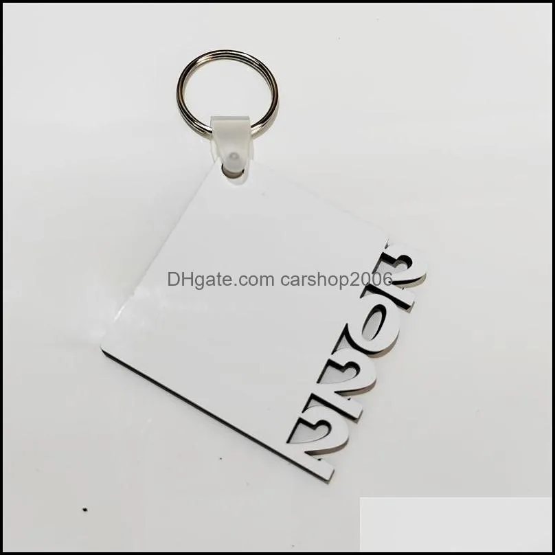 2022 sublimation blank keychain party favor mdf wooden key pendant thermal transfer doublesided key ring diy gift