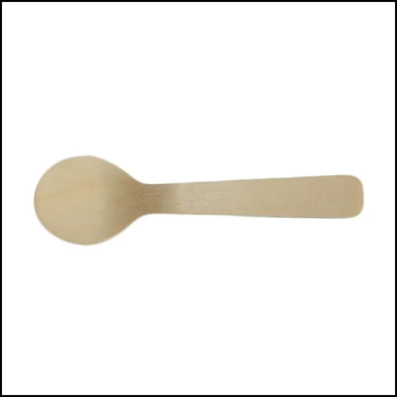 100 pcs mini ice cream wooden spoon disposable flatware wood dessert scoop cake western dessert cheese spoons take out delivery tableware 6sr