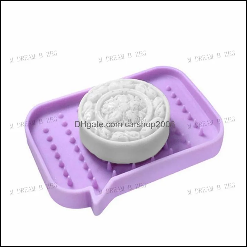 silicone soap holder storage rack drain soap box tray shower soap dish plate holder bathroom tool