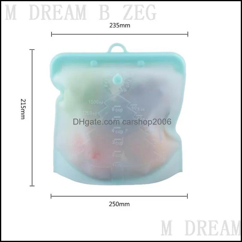 silicone food container bag 500ml 1000ml 1500ml reusable refrigerator food sealing bags wraps fridge food  bags