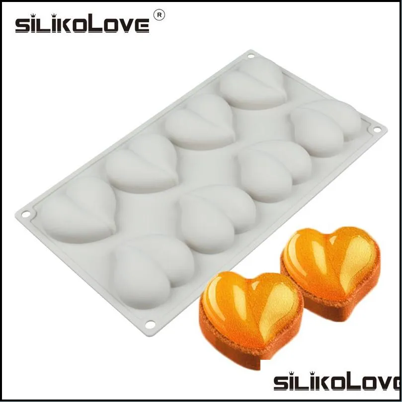 silikolove 8 cavity heart silicone mold cake decorating tools for baking cupcake truffle moulds bakeware forms 220601