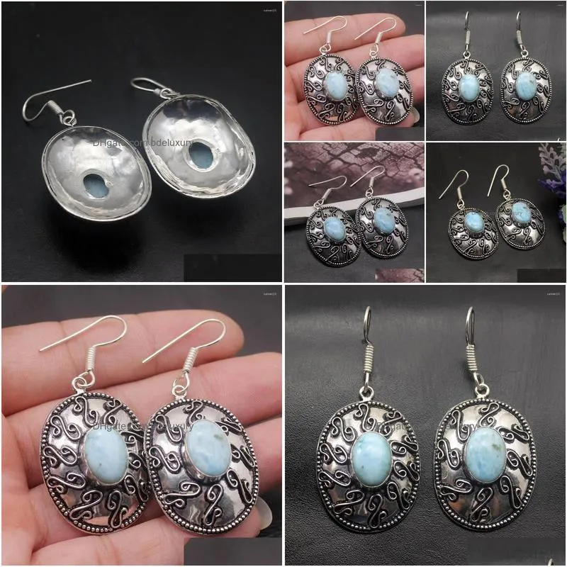 dangle earrings hermosa 49 off elegant cute vintage blue larimar for women 2 1/8 inch hp152