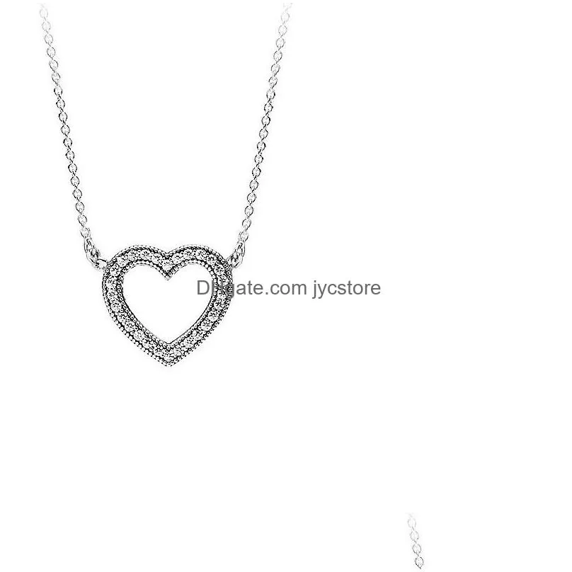 925 sterling silver chains heart interwoven necklace eternal love clavicle chain girlfriend necklace fit pandora beads women fashion